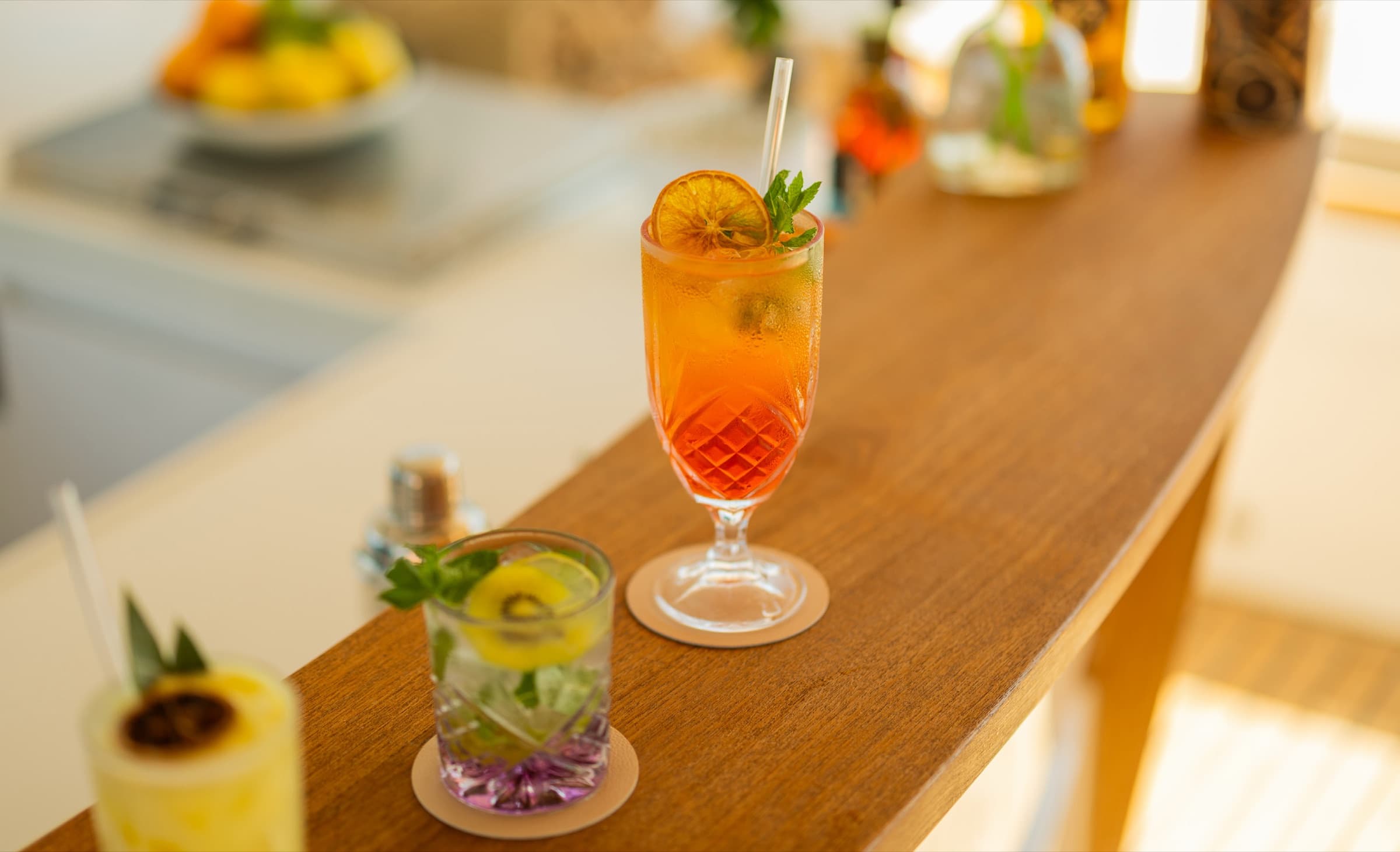 Cocktails dressés au bar du Majesty 120